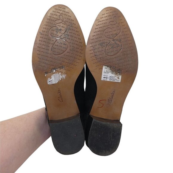 Clarks Breccan Shine Ankle Boots Booties Womens 8.5 Black Distressed Leather Boh - Picture 12 of 12